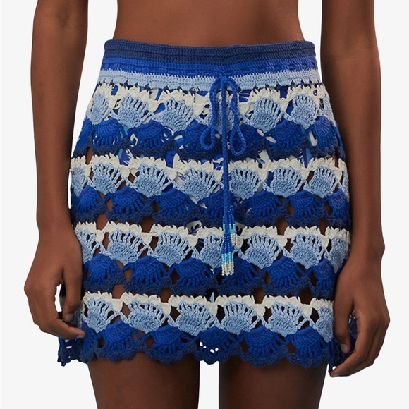 FARM Rio Other - Farm Rio Crocheted Striped Cotton Miniskirt